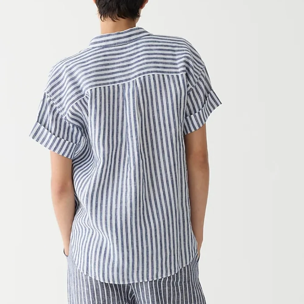 J. Crew Women's Capitaine shirt in striped Baird McNutt Irish linen Size XS - Picture 8 of 8